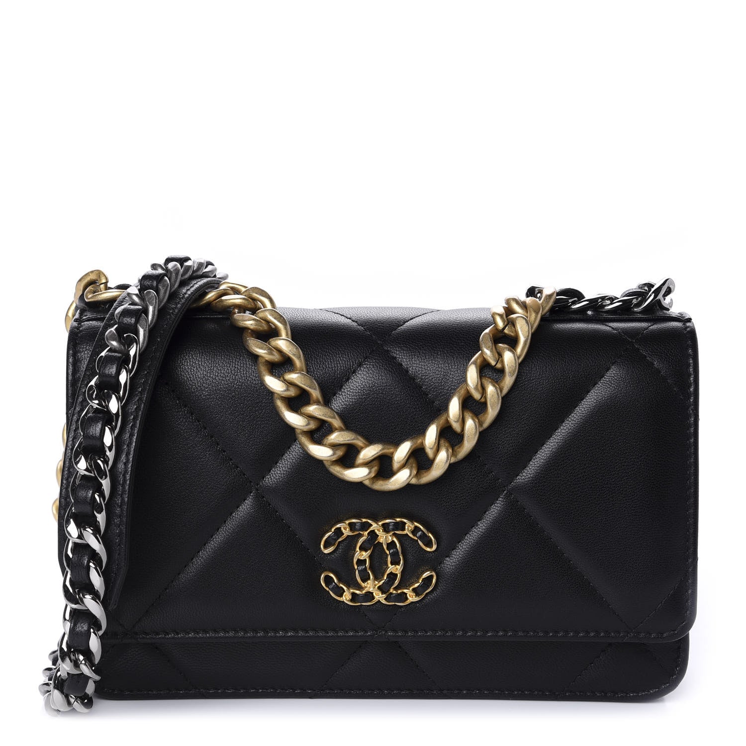Chanel Goatskin Quilted 19 Wallet On Chain WOC Black 1 of 11