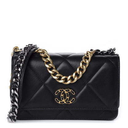 Chanel Goatskin Quilted 19 Wallet On Chain WOC Black 1 of 11