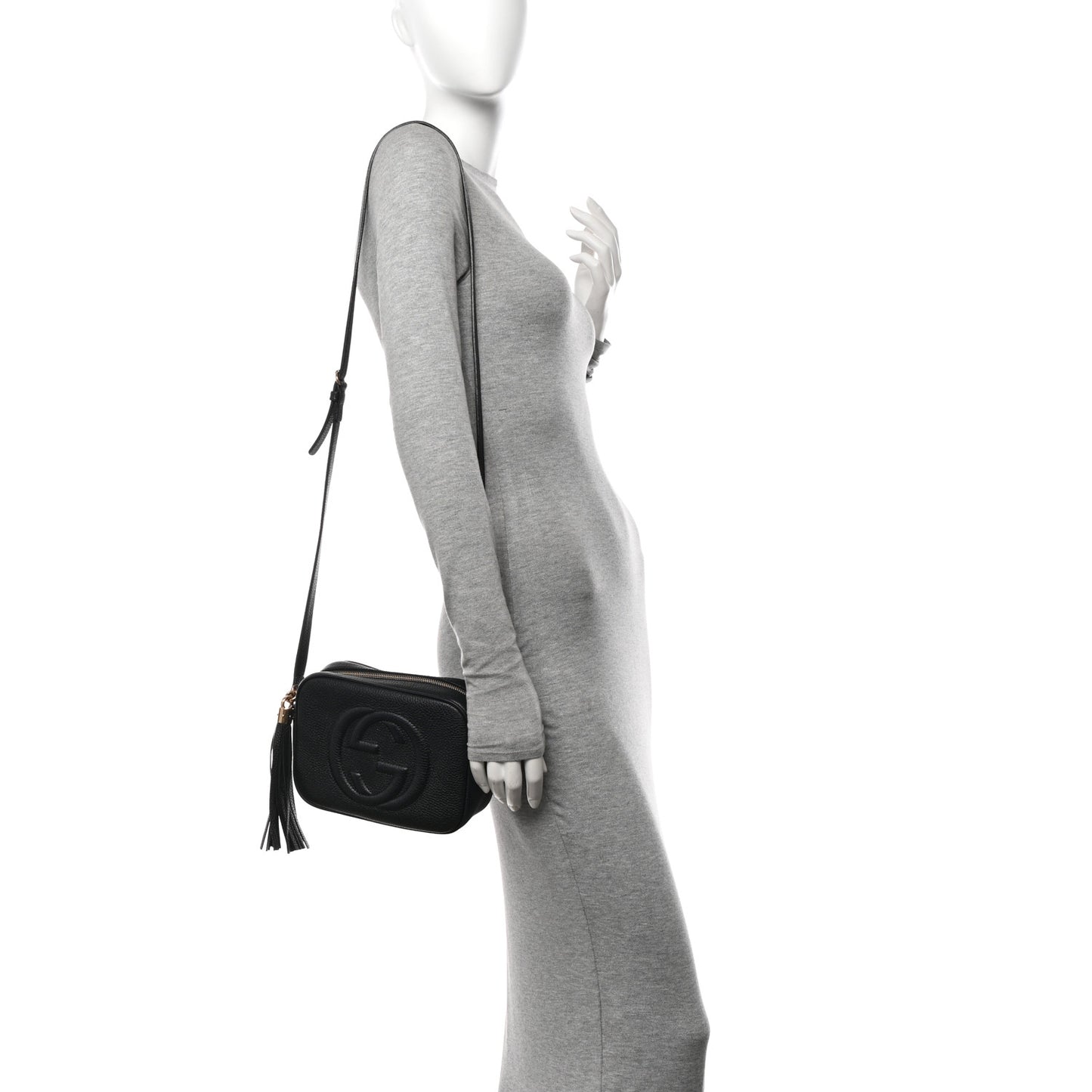 Pebbled Calfskin Small Soho Disco Bag Black