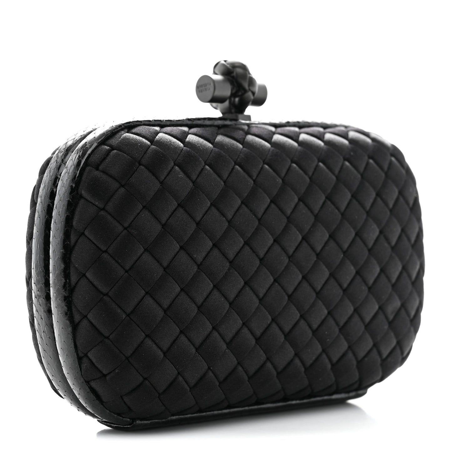 Satin Intreccio Impero Ayers Knot Clutch Black