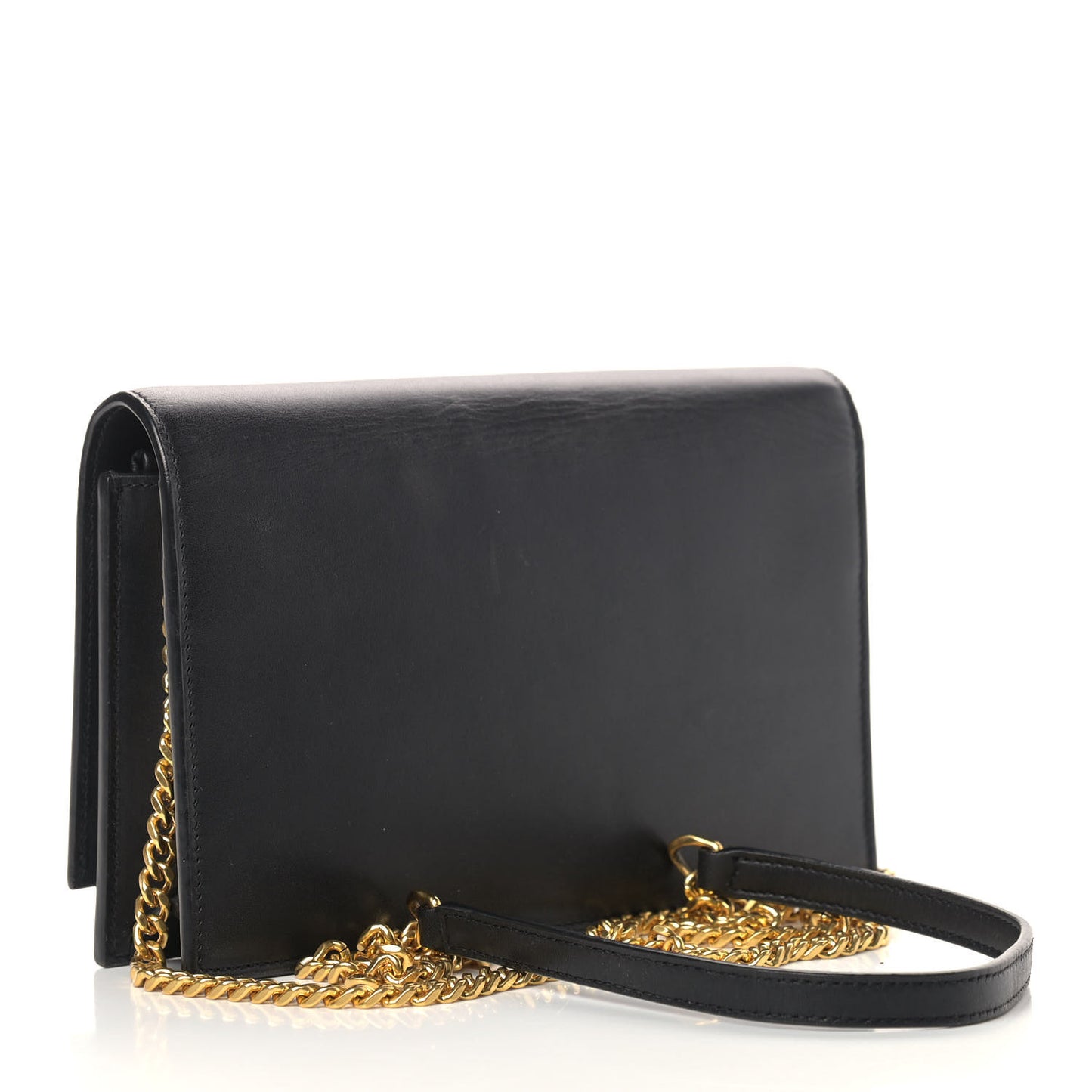 Smooth Calfskin Classic Monogram Kate Tassel Chain Wallet Black