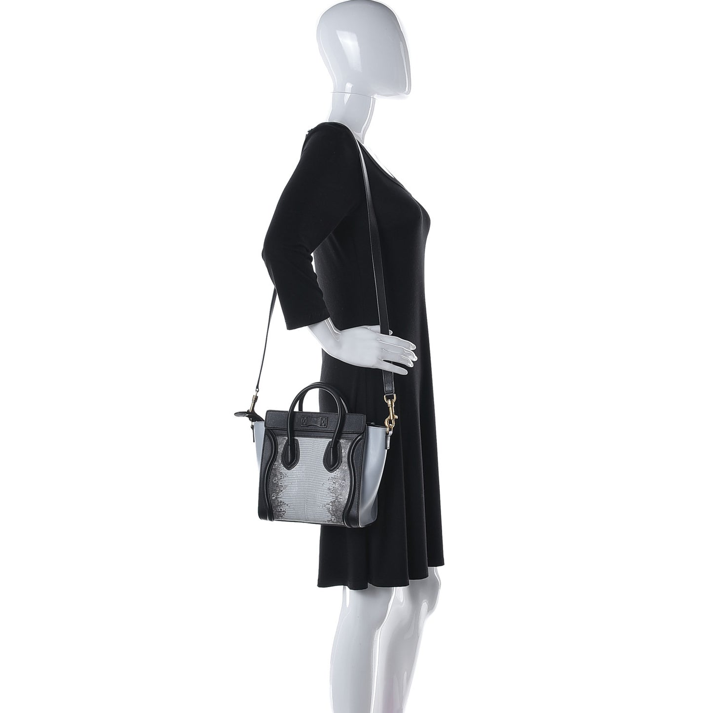Lizard Smooth Calfskin Nano Tri-Color Luggage Mineral