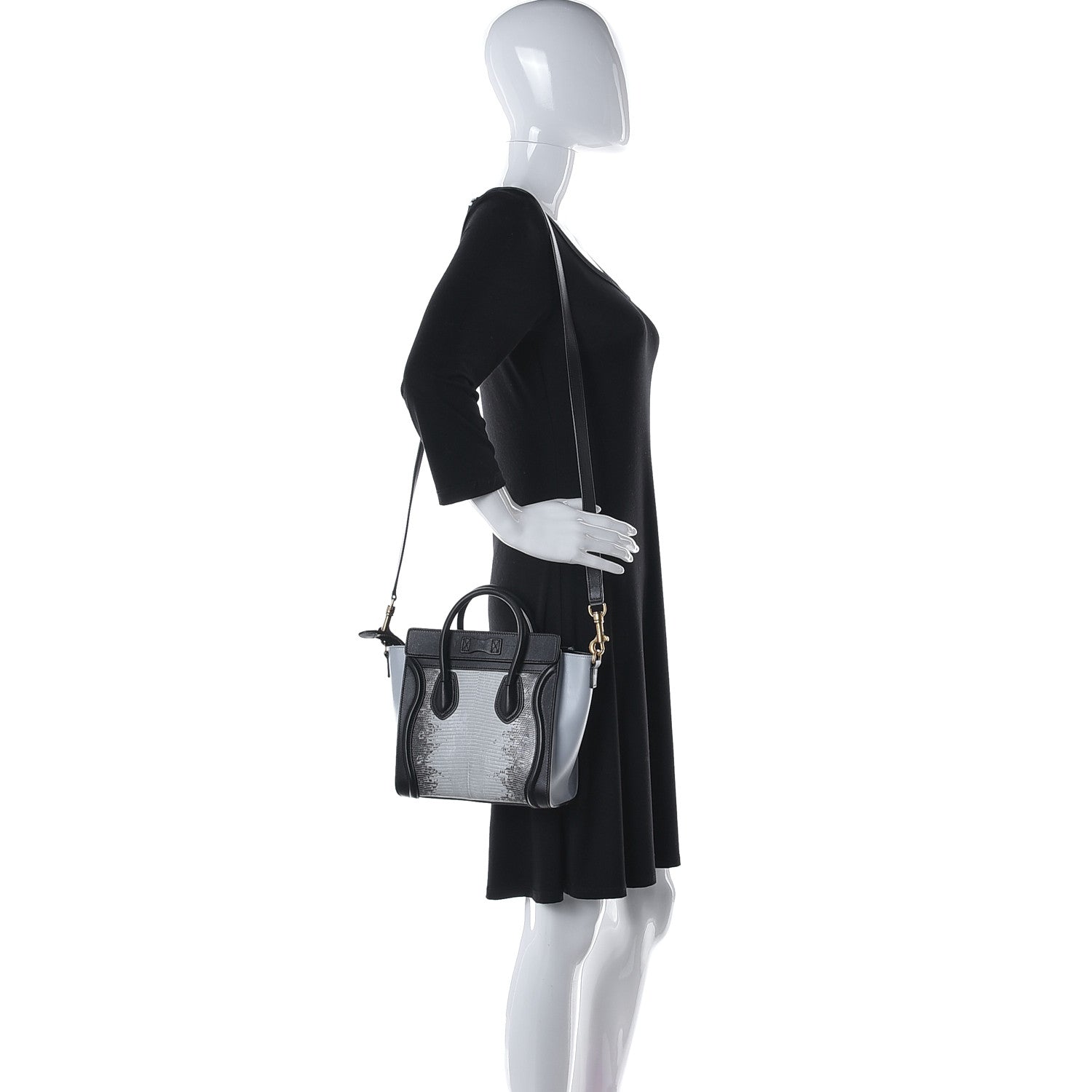 Celine Lizard Smooth Calfskin Nano Tri-Color Luggage Mineral 2 of 13