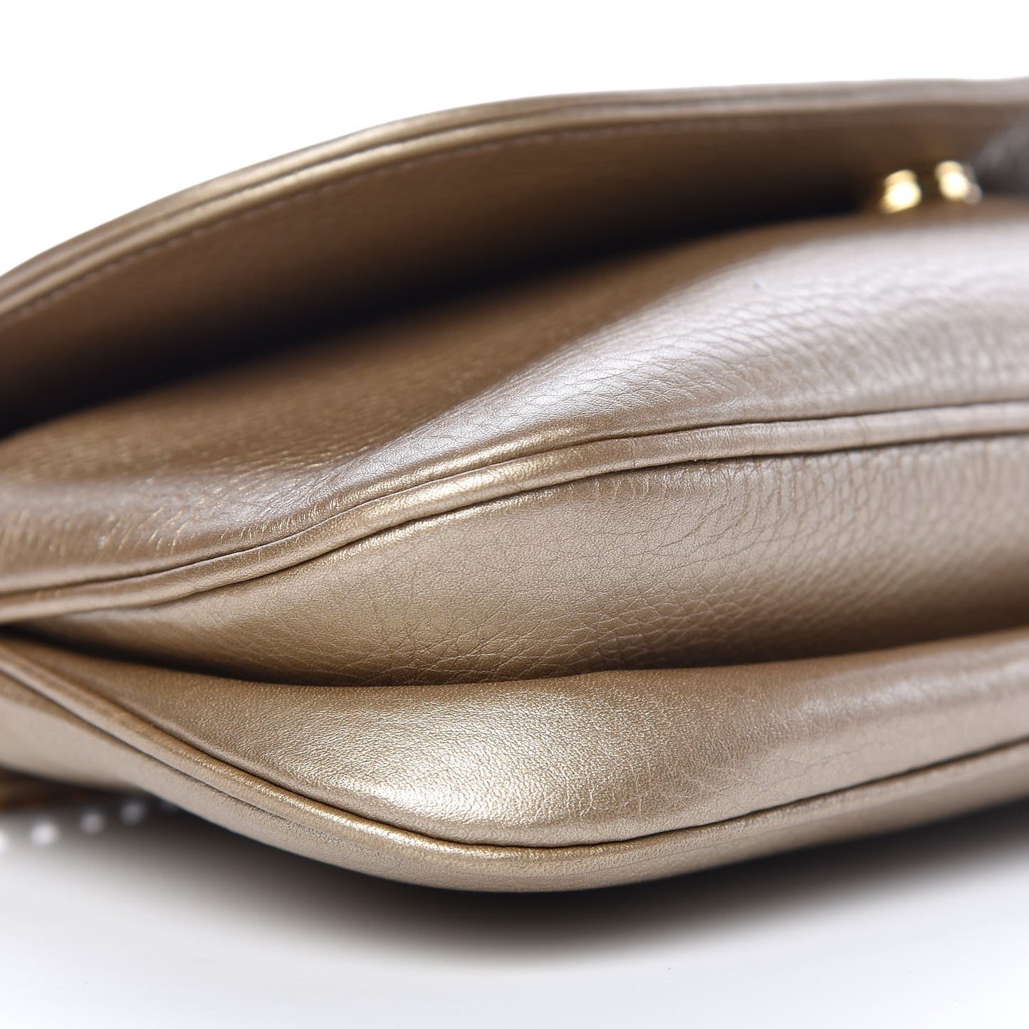 Metallic Pebbled Calfskin Medium 1973 Chain Shoulder Bag Golden Beige