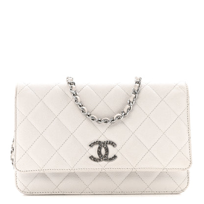 Chanel Caviar Quilted CC Logo Wallet on Chain WOC White 1 of 15
