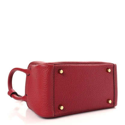 Hermes Taurillon Clemence Mini Lindy 20 Rouge Grenat 4 of 10
