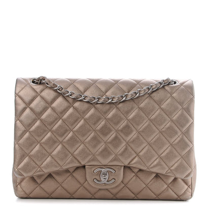 Chanel Metallic Lambskin Quilted Maxi Double Flap Light Gold 1 of 8