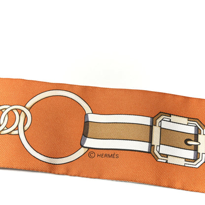 Hermes Silk Grand Tralala Twilly Creme Roux Corail 4 of 4