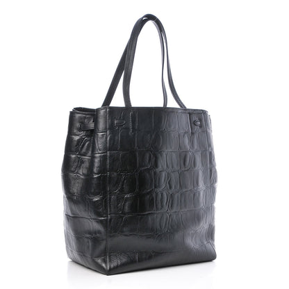 Celine Crocodile Embossed Calfskin Medium Belt Cabas Phantom Black 3 of 7