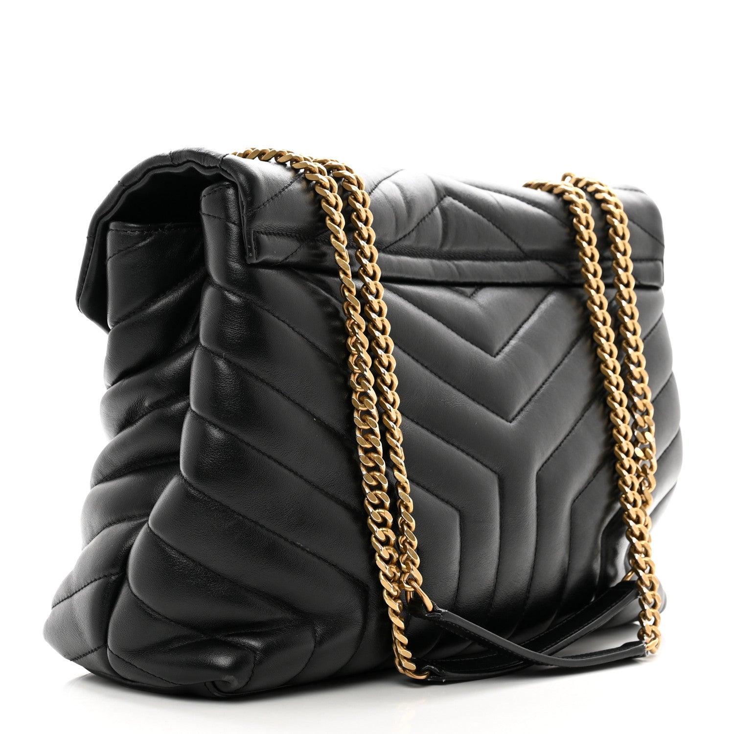 Saint Laurent Calfskin Y Quilted Monogram Medium Loulou Chain Satchel Black 3 of 12