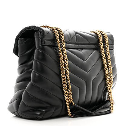 Saint Laurent Calfskin Y Quilted Monogram Medium Loulou Chain Satchel Black 3 of 12