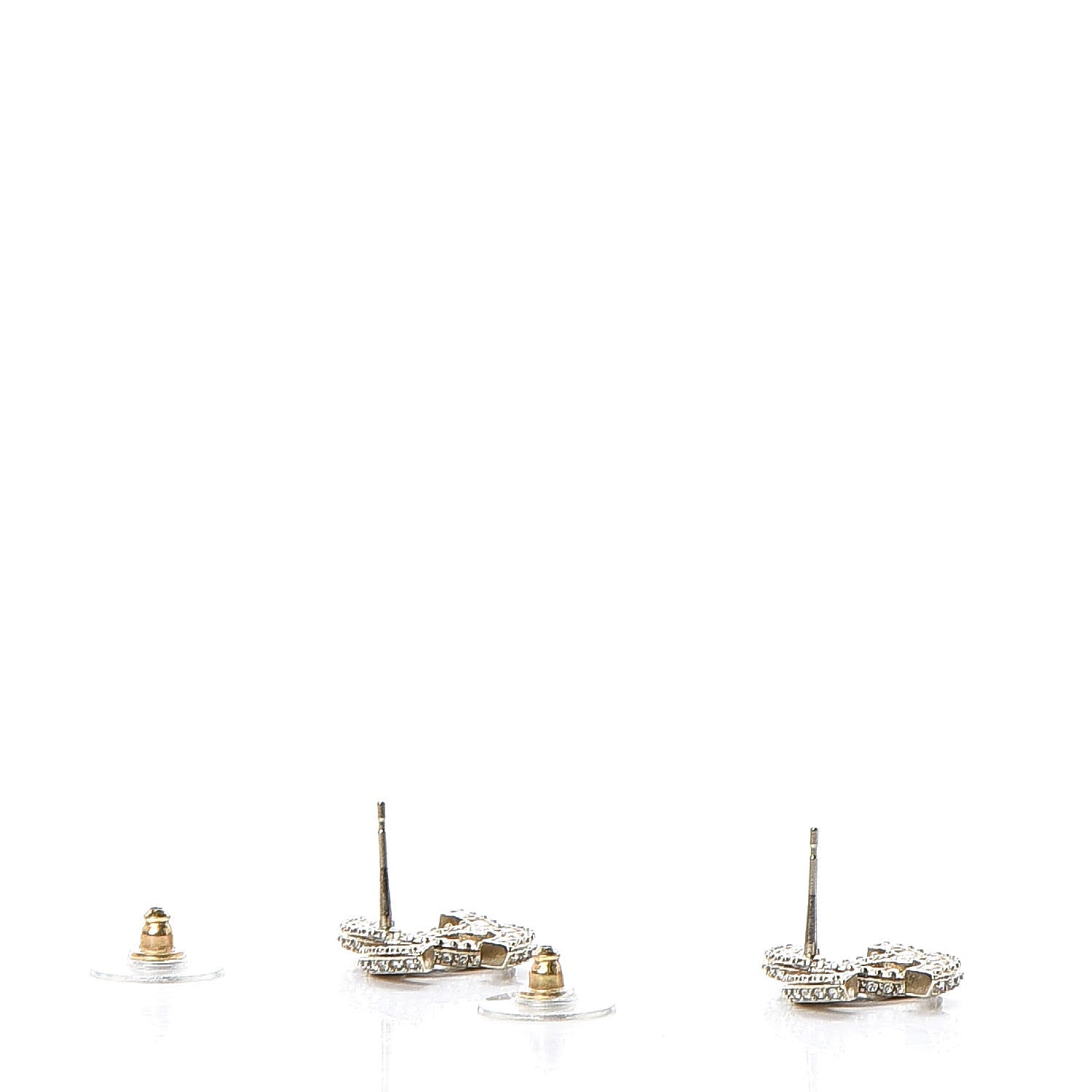 Chanel Crystal Timeless CC Earrings Light Gold 3 of 5