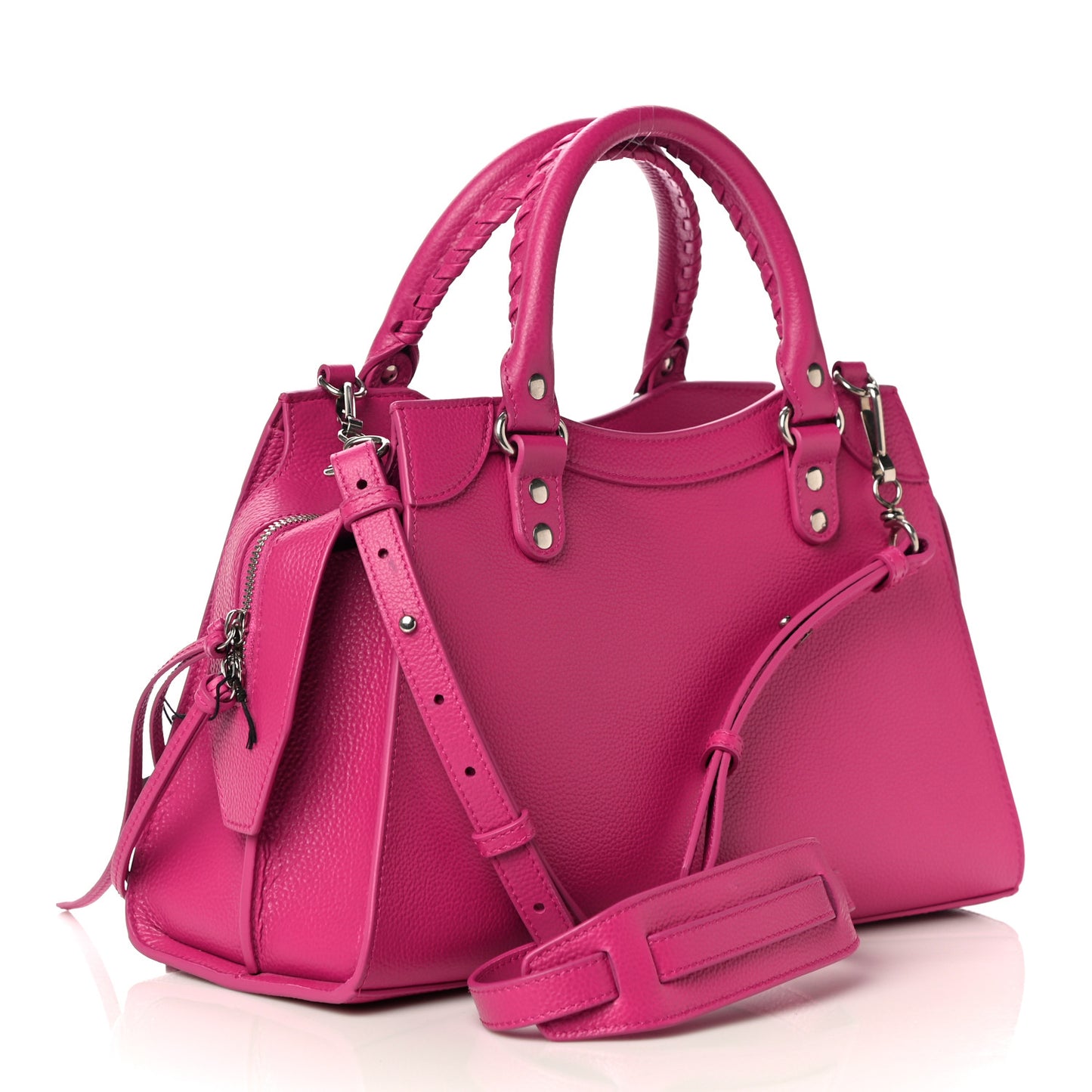 Grained Calfskin Neo Classic Silver Hardware S City Fuchsia