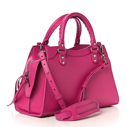 Balenciaga Grained Calfskin Neo Classic Silver Hardware S City Fuchsia 3 of 9