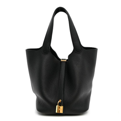 Hermes Taurillon Clemence Picotin Lock 22 MM Black 1 of 11