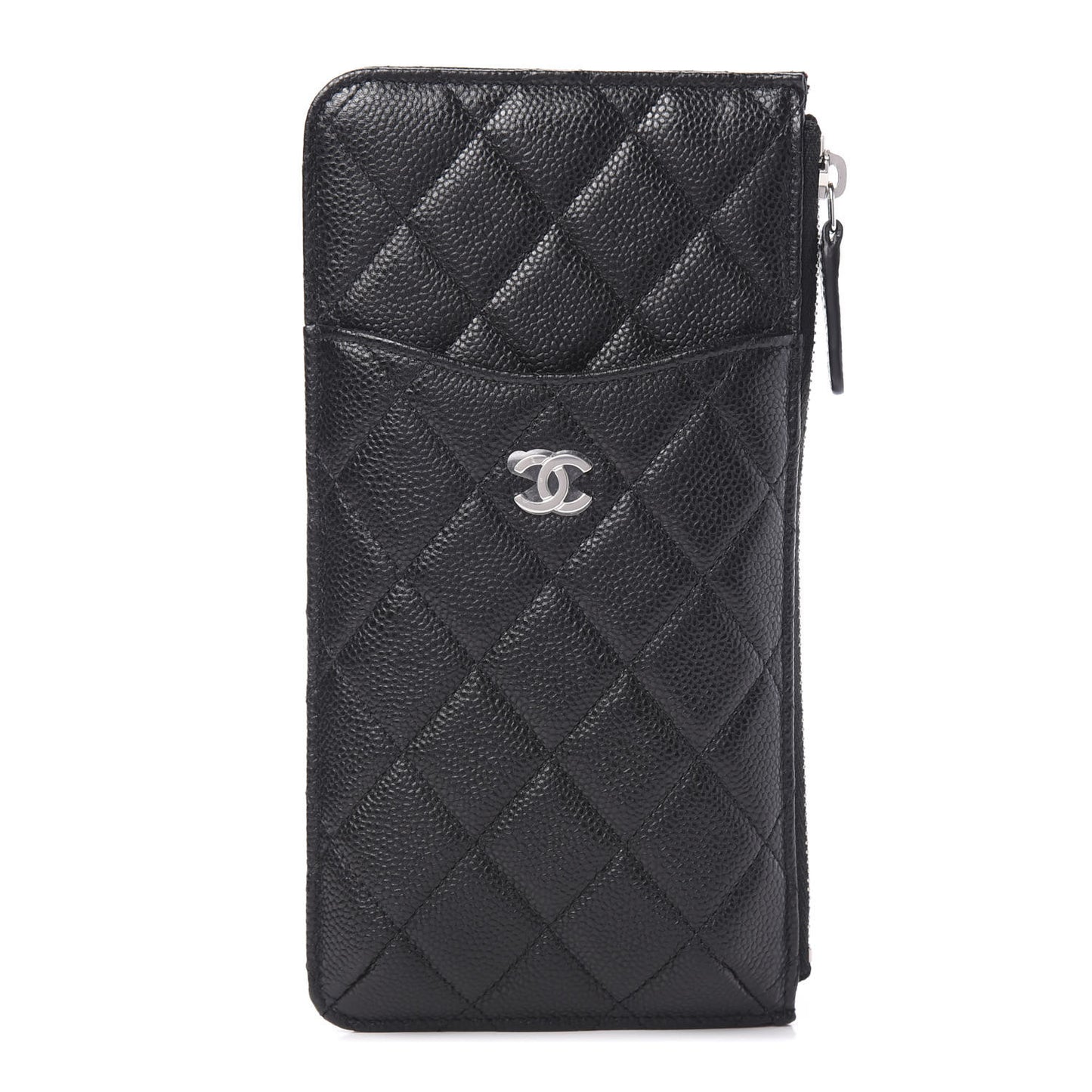 Caviar Quilted Classic Flat Wallet Pouch Black