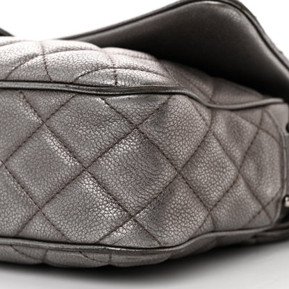 Chanel Metallic Grained Calfskin Quilted Medium Casual Rock Flap Charcoal 10 of 13