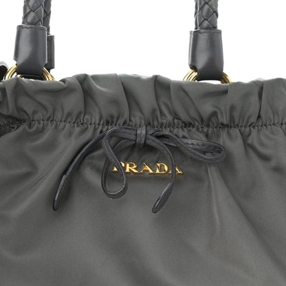 Prada Tessuto Nylon Nappa Braided Top Handle Tote Grey 9 of 20