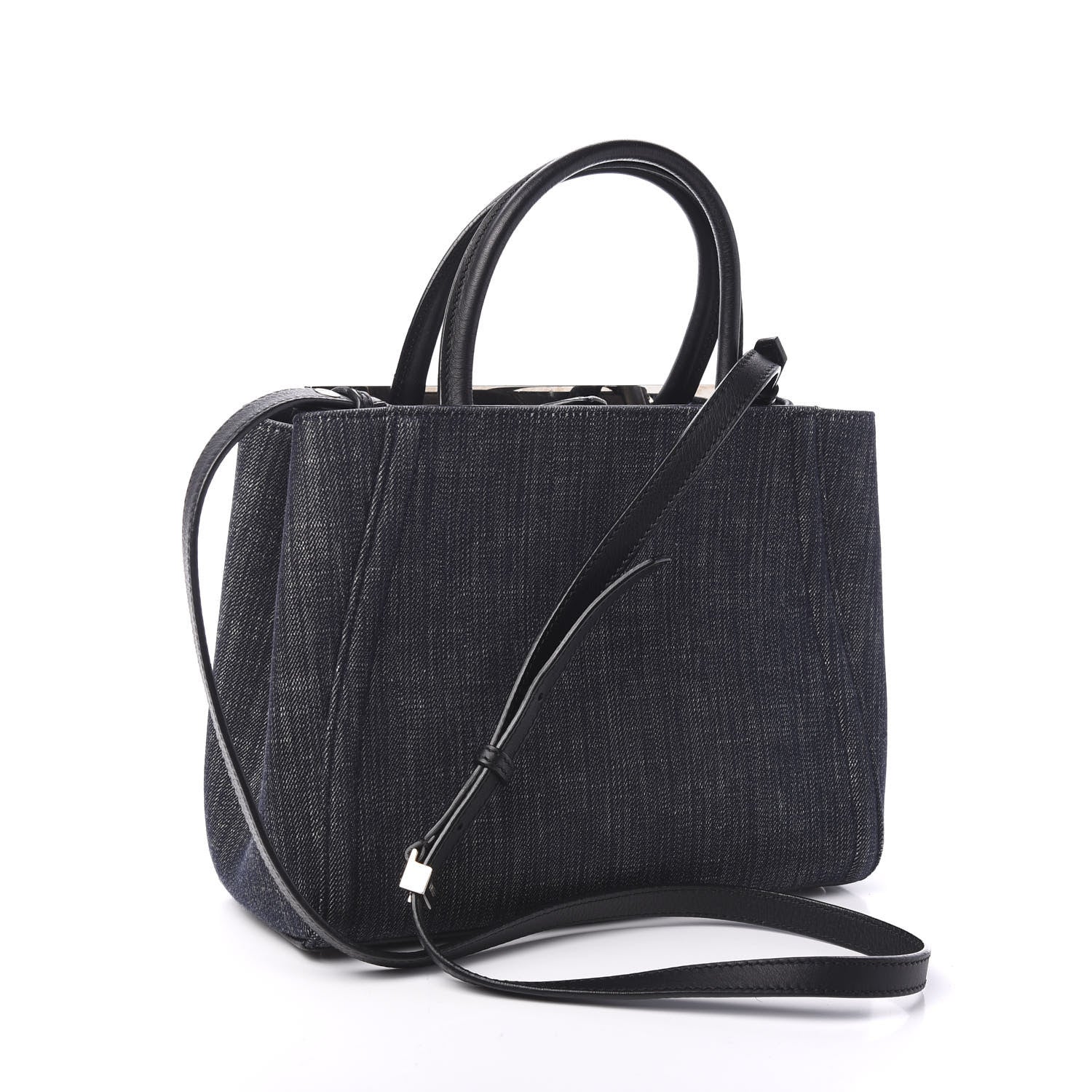 Fendi Denim Petite 2Jours Tote Blue Black 2 of 9