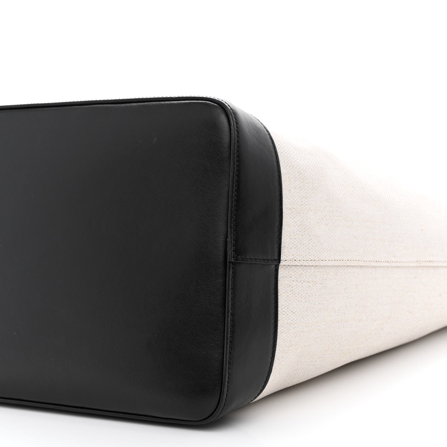 Saint Laurent Canvas Calfskin Teddy Drawstring Shopping Tote White Black 13 of 13