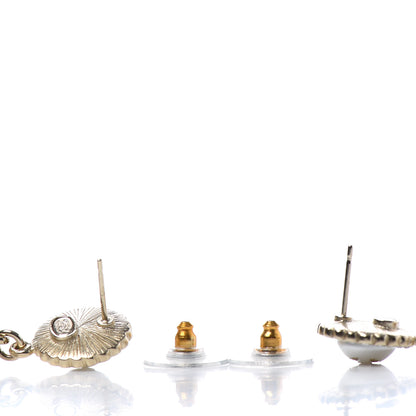 Chanel Crystal Pearl Queen of France Drop Earrings Gold 3 of 4
