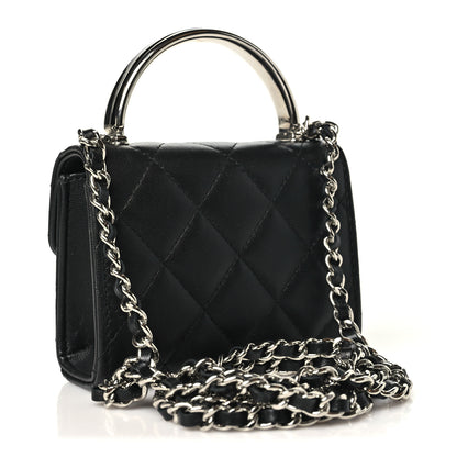 Chanel Lambskin Quilted Mini Metal Top Handle Flap Clutch With Chain  Black 3 of 10
