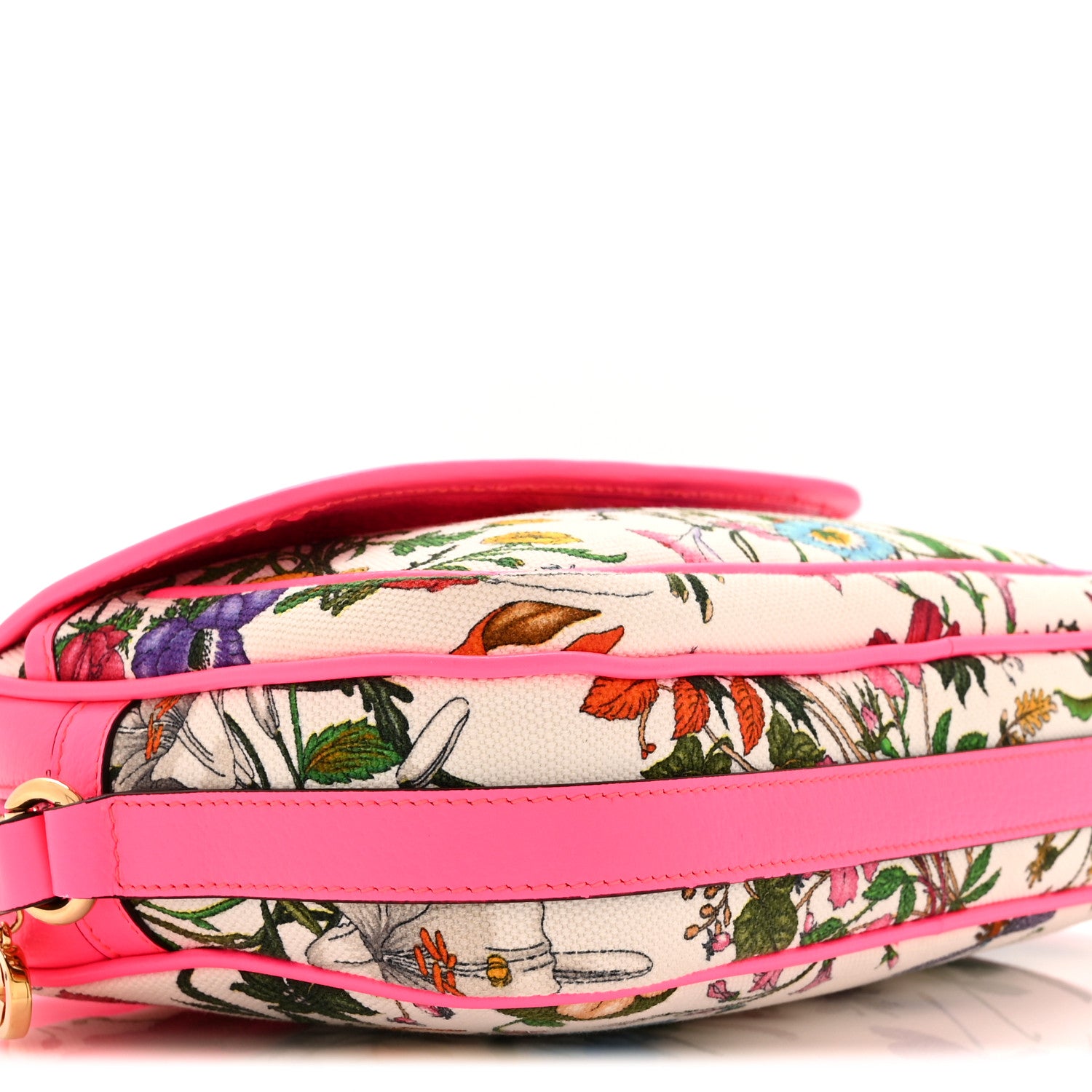 Gucci Canvas Flora Floral Shoulder Bag White Fuchsia Fluo 9 of 10