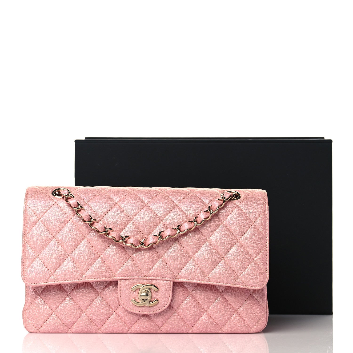 Chanel Iridescent Caviar Quilted Medium Double Flap Rose Pink 10 of 10