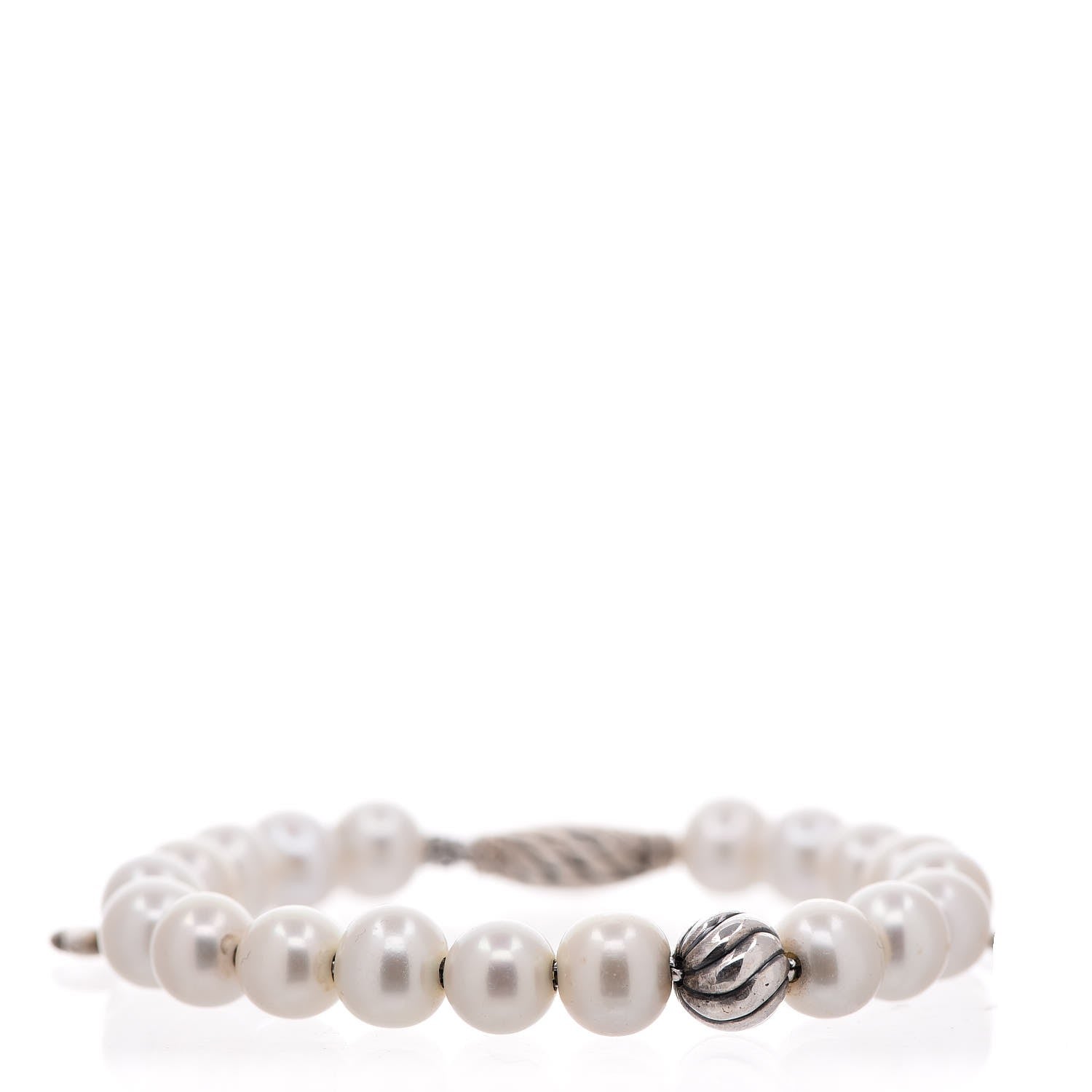 David Yurman Sterling Silver Pearl 8mm Spiritual Bead Bracelet 1 of 4
