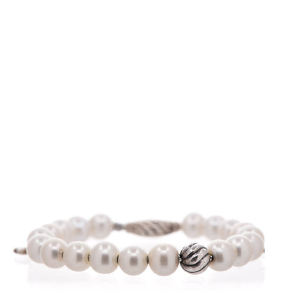 David Yurman Sterling Silver Pearl 8mm Spiritual Bead Bracelet 1 of 4