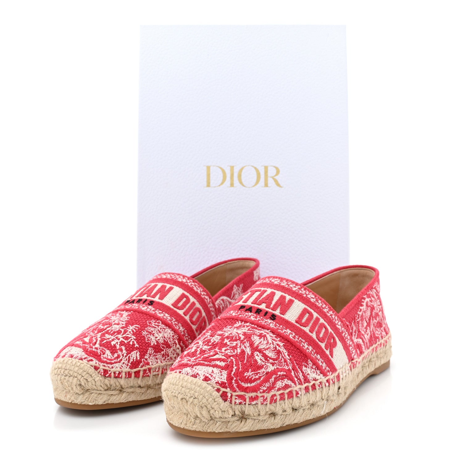 Christian Dior Embroidered Toile De Jouy Granville Espadrille 36 Raspberry 9 of 9
