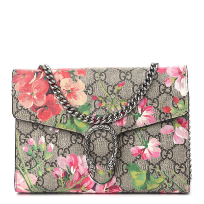 Gucci GG Supreme Monogram Blooms Mini Dionysus Chain Wallet Beige Multicolor Dry Rose 1 of 9