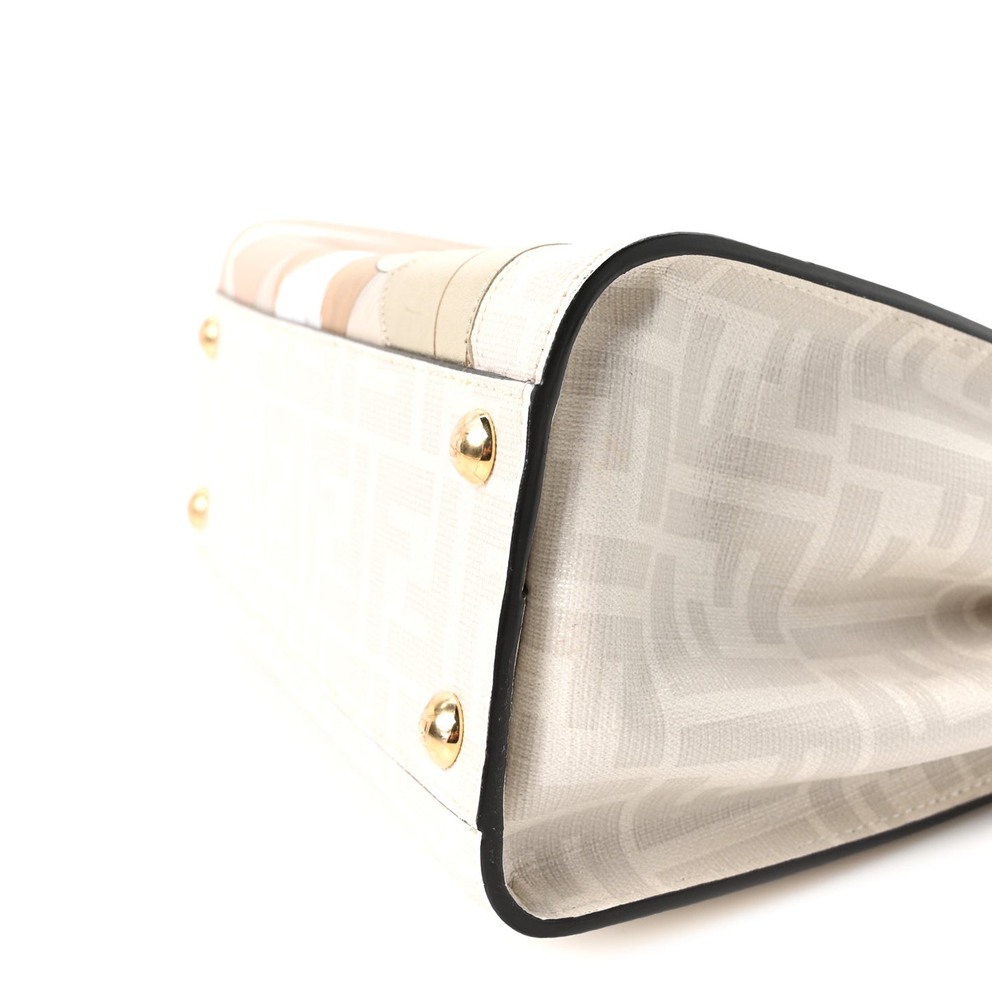 Glazed Fabric Nappa FF Disco Girls Inlay Mini Peekaboo Iconic Satchel Bianco Perla Multicolor