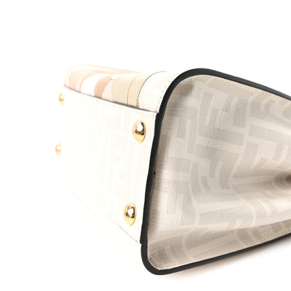Fendi Glazed Fabric Nappa FF Disco Girls Inlay Mini Peekaboo Iconic Satchel Bianco Perla Multicolor 10 of 11