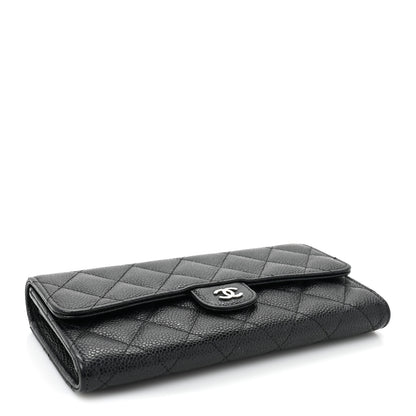 Chanel Caviar Quilted Large Gusset Flap Wallet Black 4 of 16