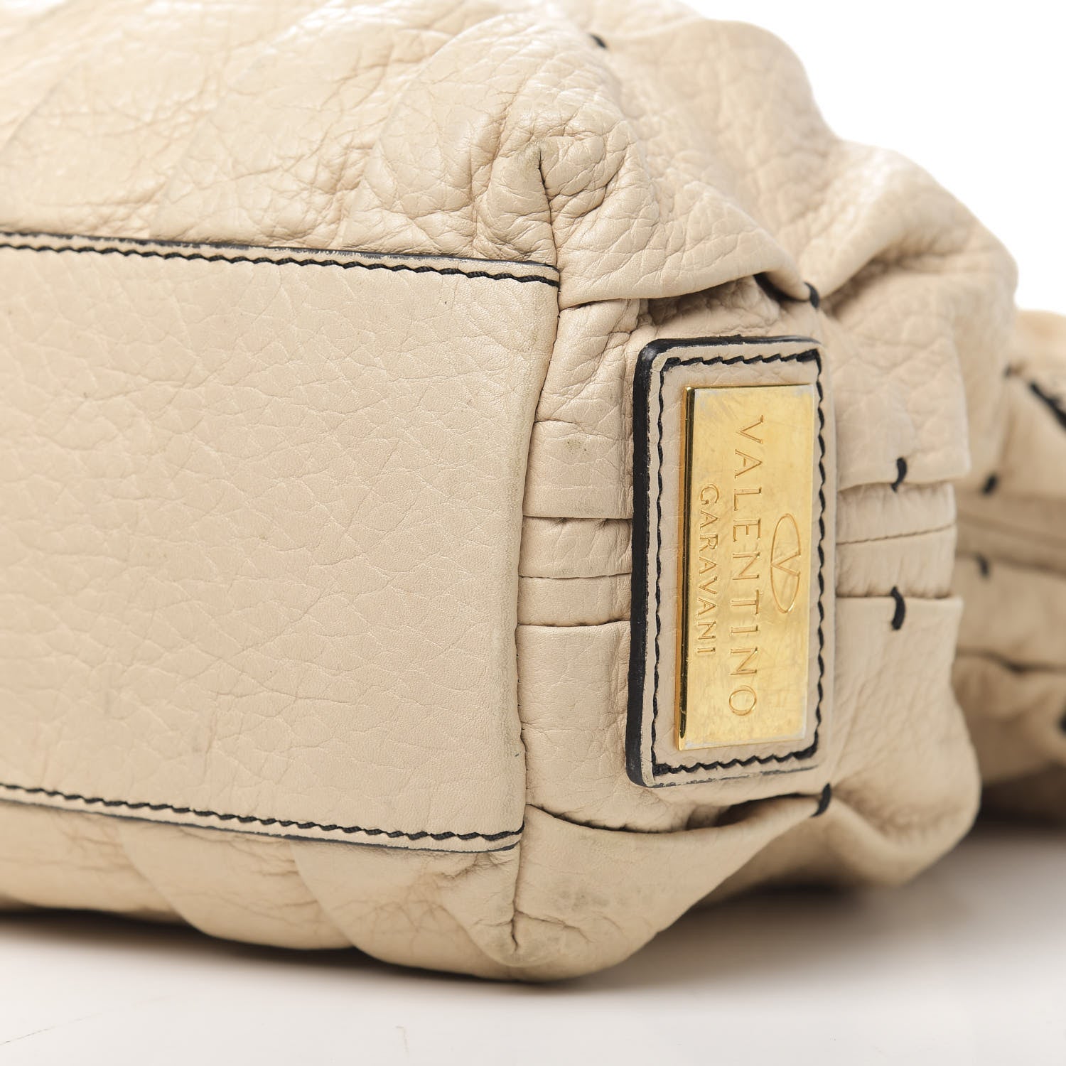 Valentino Garavani Lambskin Pleated Studded Maizeon Tote Beige 15 of 16