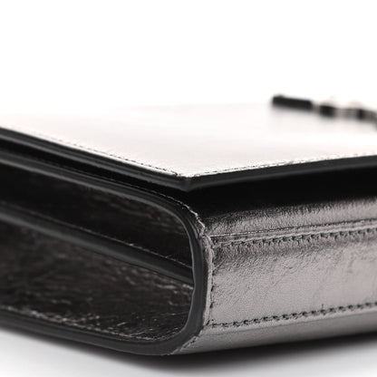 Saint Laurent Metallic Calfskin Monogram Chain Wallet Argento 10 of 11