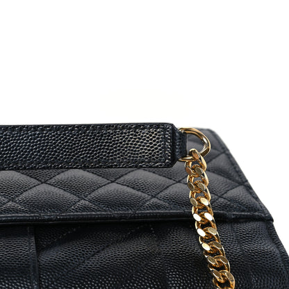 Saint Laurent Grain De Poudre Textured Mixed Matelasse Triquilt Small Monogram Satchel Black 8 of 14