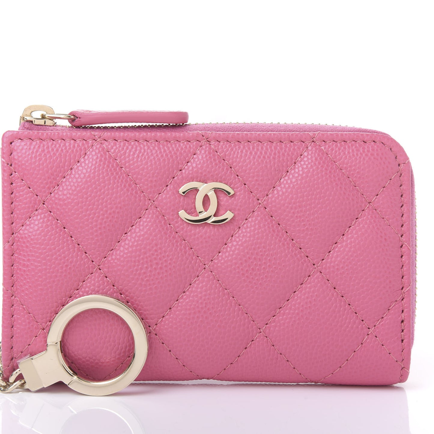 Caviar Quilted Key Holder Case Pink