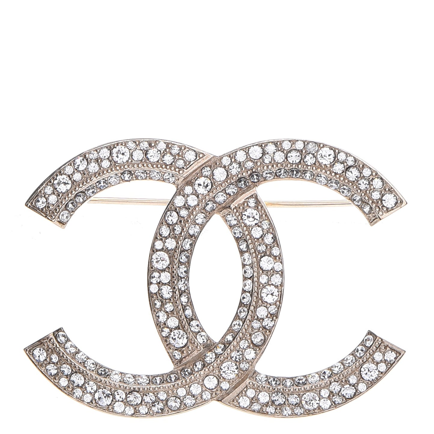 Crystal Large CC Brooch Gold