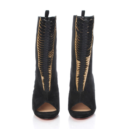 Christian Louboutin Veau Velours Nappa Miss Circus 120 Peep Toe Boots 38 Black 2 of 8