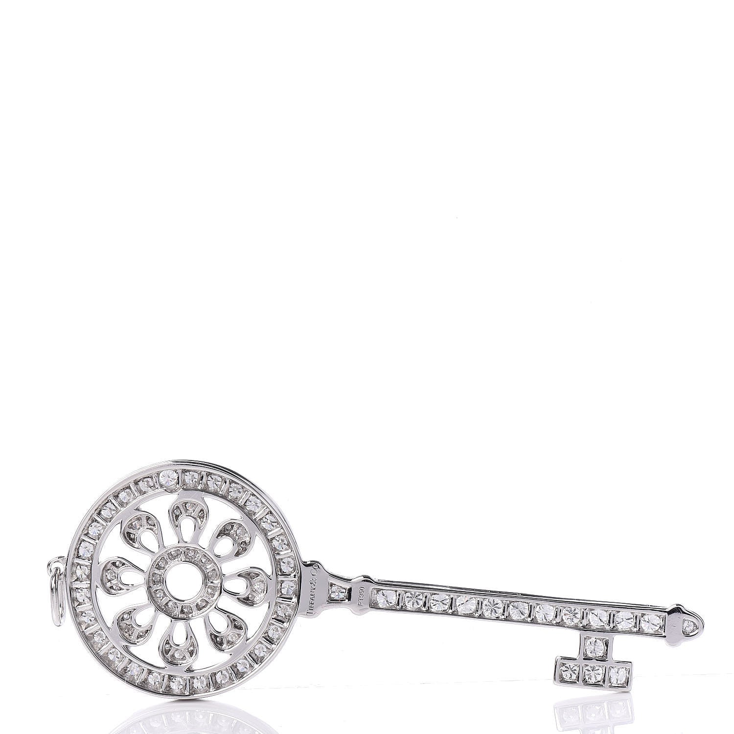 Tiffany Platinum Diamond Petals Key Pendant 3 of 4
