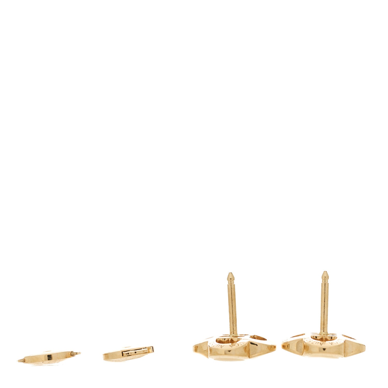 Van Cleef & Arpels 18K Yellow Gold Mother of Pearl Pure Alhambra Earrings 3 of 4