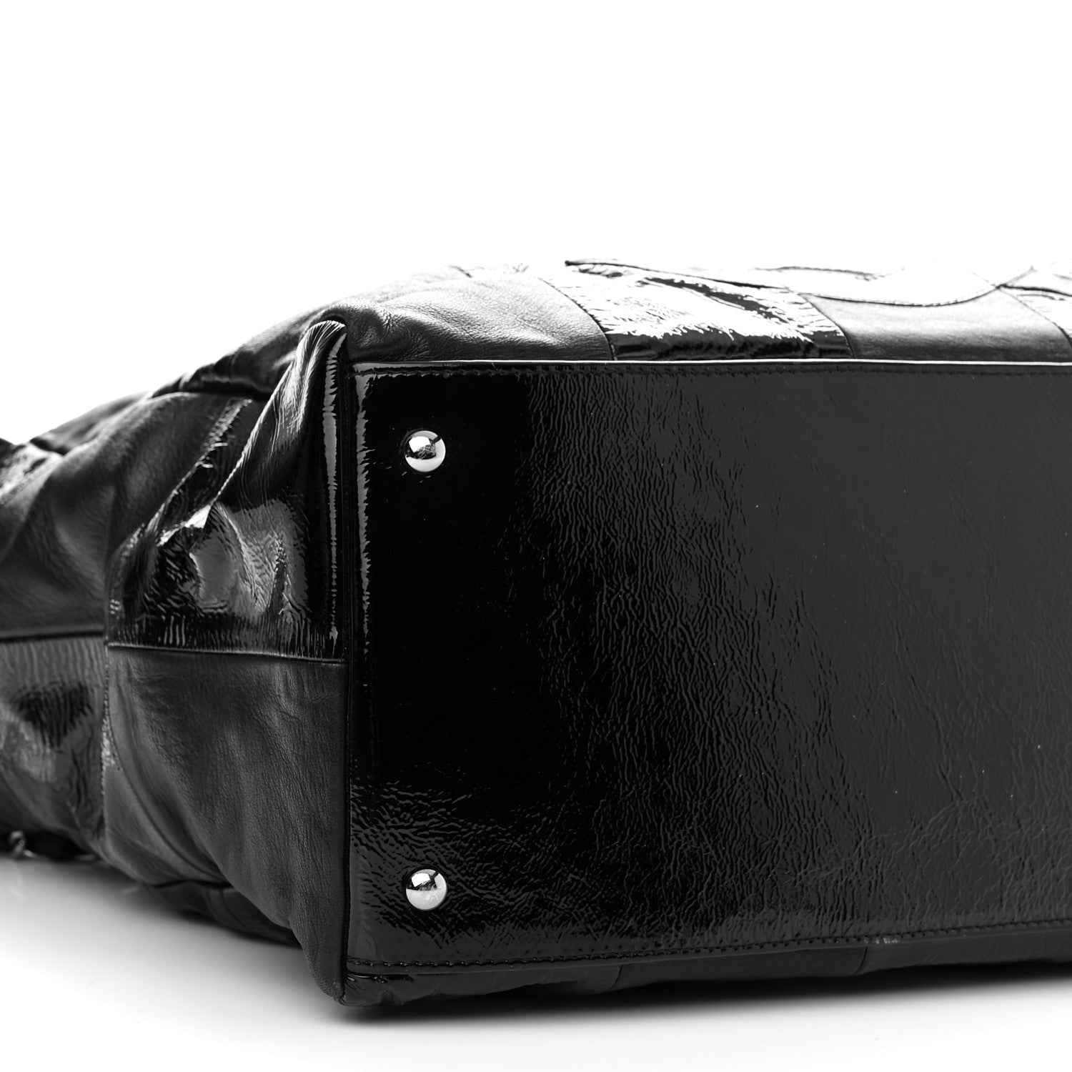 Chanel Lambskin Patent Calfskin Brooklyn Patchwork Hobo Black 8 of 10