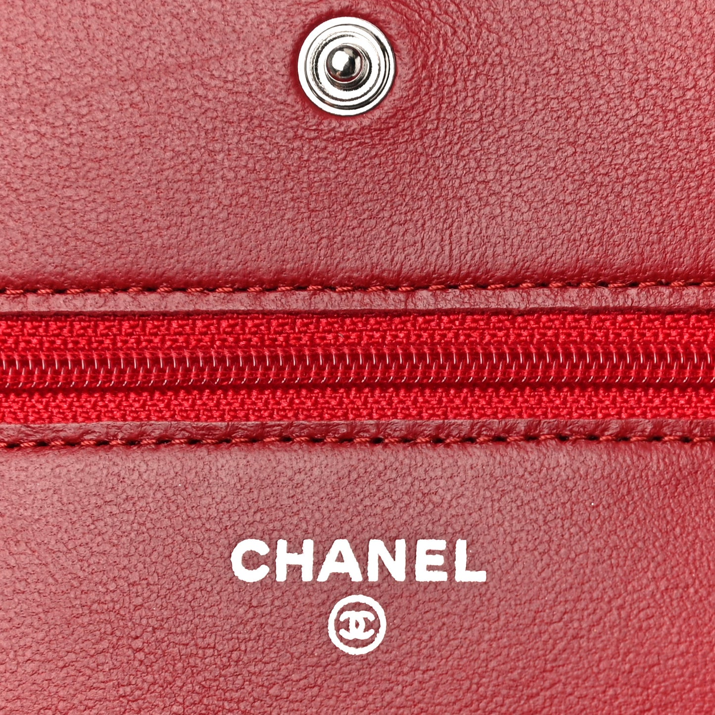 Lambskin Camellia Embossed Wallet On Chain WOC Red