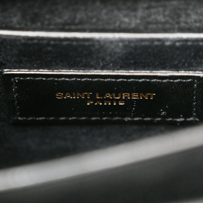 Saint Laurent Calfskin Crocodile Embossed Medium Monogram Sunset Black 6 of 9