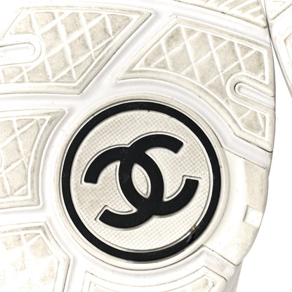 Chanel Suede Calfskin Fabric CC Sneakers 39.5 White 9 of 32
