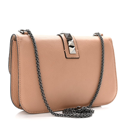 Valentino Garavani Pebbled Calfskin Medium Glam Lock Rockstud Flap Soft Noisette 3 of 10