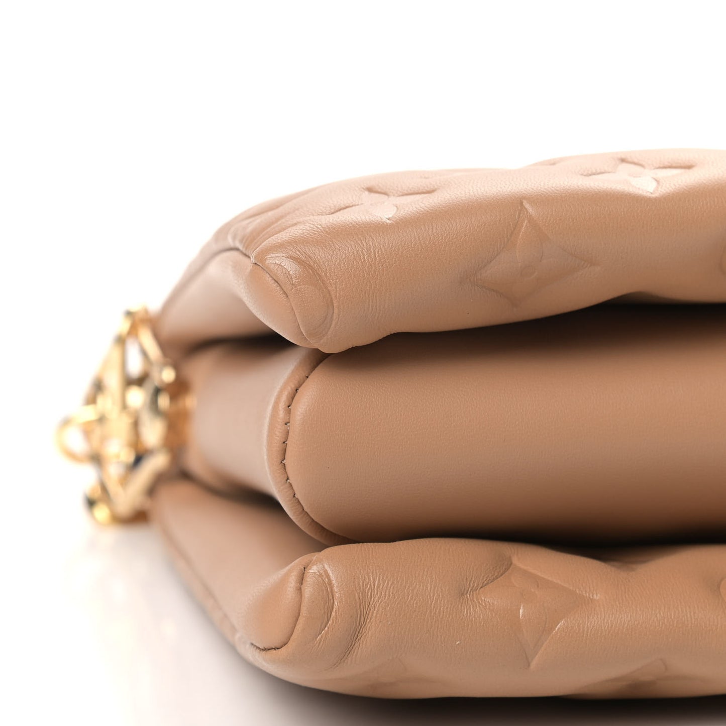 Lambskin Embossed Monogram Coussin PM Camel