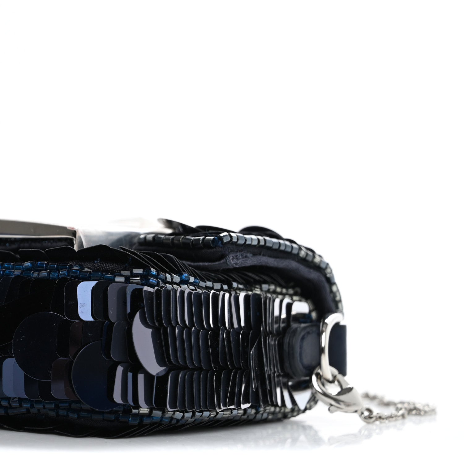 Fendi Sequin Paillettes Shiny Nappa Sex and the City Nano Maxi Buckle Baguette Charm Dark Blue 9 of 11